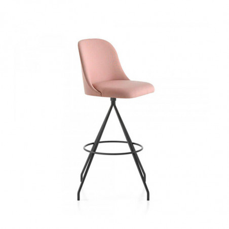 Aleta swivel bar stool high backrest by Viccarbe in salmon colour | Aiure