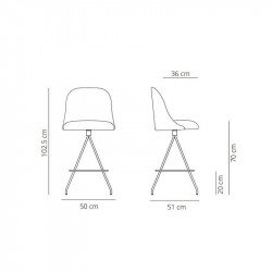 Aleta swivel bar stool high backrest by Viccarbe data-sheet | Aiure