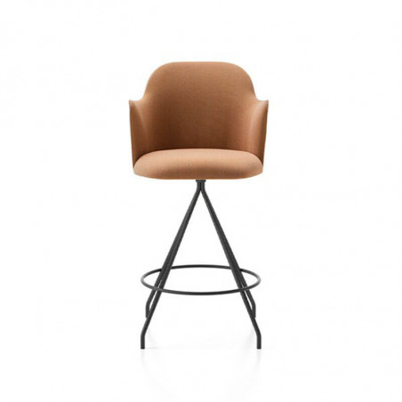 Swivel design stool with armrests Aleta by Viccarbe in orange colour| Aiure