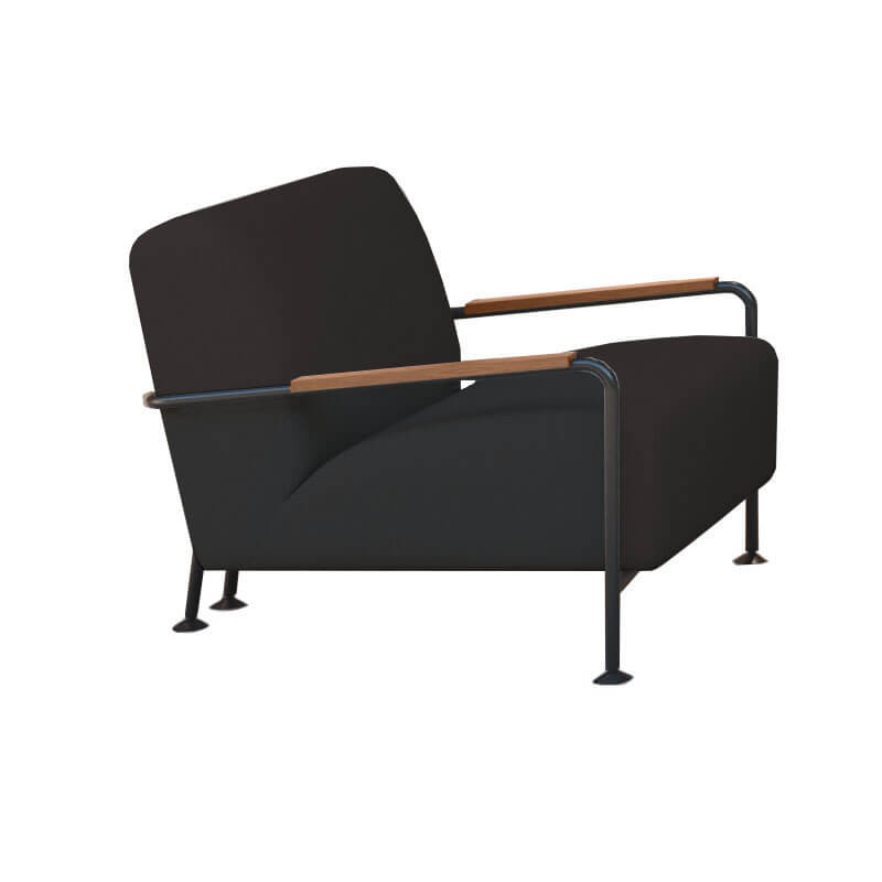 Butaca exterior de diseño Colubi de Viccarbe color negro con reposabrazos de madera| Aiure