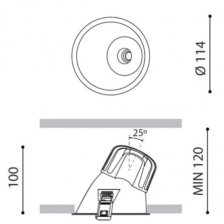 Dimensiones del downlight Lex Eco Mini Asymmetric de Arkoslight | Aiure