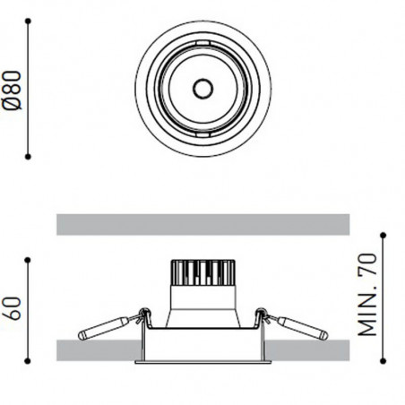 Dimensiones del foco empotrable LED Wellit S de Arkoslight | Aiure