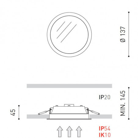 Dimensiones del downlight LED Fox Mini de Arkoslight | Aiure