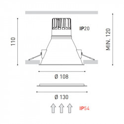 Dimensiones del downlight Swap XL 7W IP54  de Arkoslight | Aiure