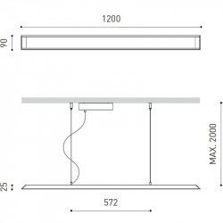 Dimensiones de la lámpara de suspensión LED Arkoslight Slimgot 120 | Aiure