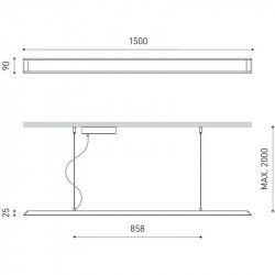Dimensiones de la lámpara de suspensión LED Arkoslight Slimgot 150 | Aiure