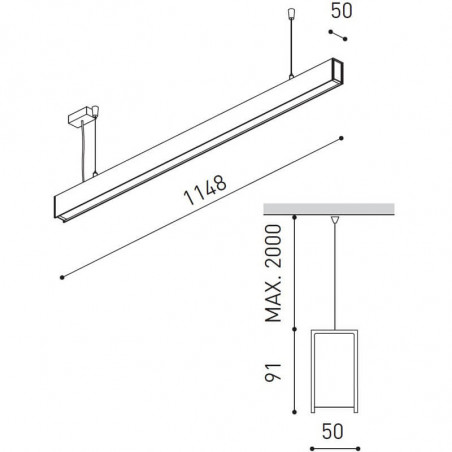 Dimensiones de la lámpara de techo Fifty Suspension LED 20,4W de Arkoslight | Aiure