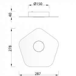 Dimensiones del plafón de techo con 1 luz de la serie Área de Mantra | Aiure