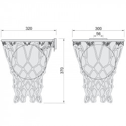 Dimensiones del aplique de pared con forma de canasta de la colección Basketball de Mantra | Aiure