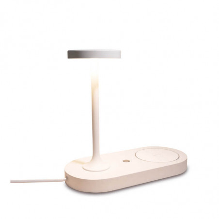 Lámpara de mesa blanca con cargador de móvil Ceres de Mantra | Aiure