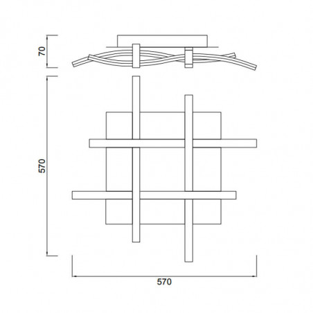 Dimensiones del plafón Nur Plata 34W de Mantra | Aiure