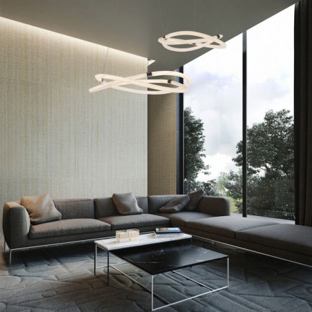 Lámparas de techo de 42W y 60W Infinity Line de Mantra en un salón | Aiure