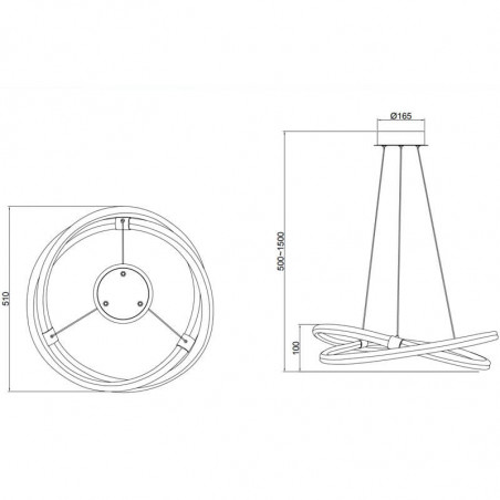 Dimensiones de la lámpara de techo 42W Infinity Line de Mantra | Aiure