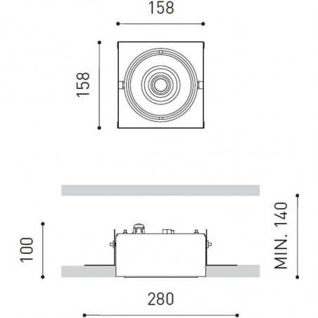Dimensiones del foco empotrable LED Orbital Trimless Lark-111 de Arkoslight | Aiure