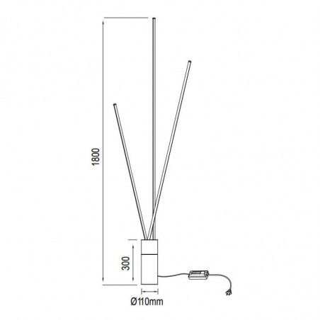 Dimensiones de la lámpara Vertical 3 luces de Mantra | Aiure