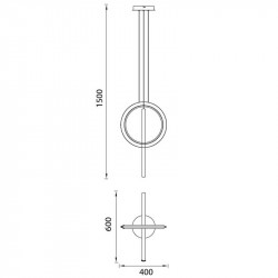 Dimensiones de la lámpara colgante Kitesurf 48W de Mantra | Aiure