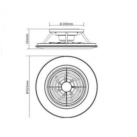 Medidas del ventilador Alisio Mini negro de Mantra | Aiure