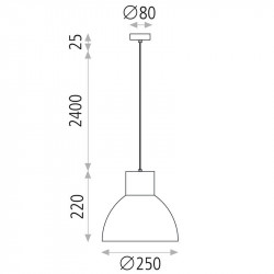 Dimensiones de la lámpara colgante azul Krabi S de ACB | Aiure