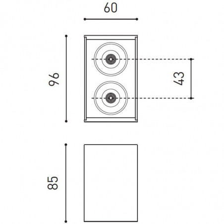 Dimensiones del plafón LED Black Foster Surface 2 de Arkoslight | Aiure