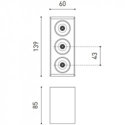 Dimensiones del plafón LED Black Foster Surface 3 de Arkoslight | Aiure