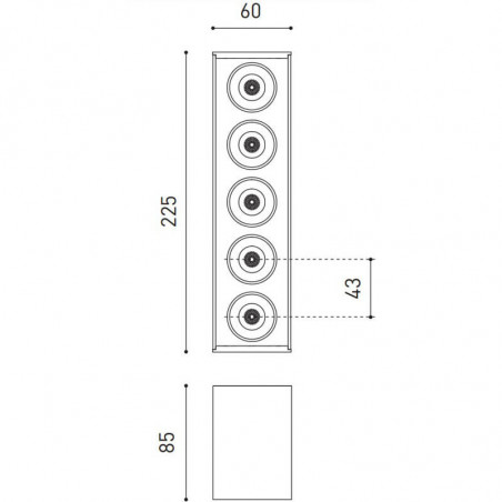 Dimensiones del plafón LED Black Foster Surface 5 de Arkoslight | Aiure