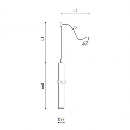 Dibujo dimensional de la lámpara Stick 66 Fancy Shape de Arkoslight | Aiure