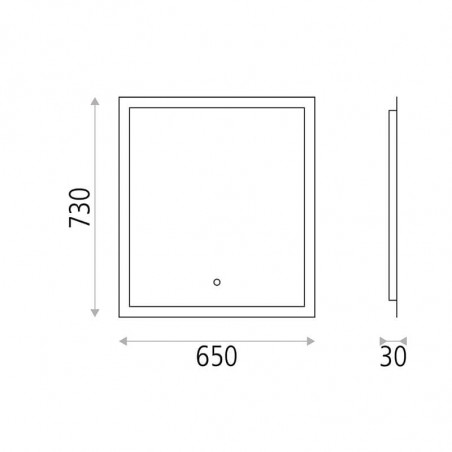 Espejo LED de diseño rectangular Amanzi de ACB 65cm ficha técnica | Aiure