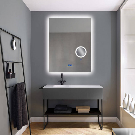 Espejo LED de diseño con Bluetooth Cairo De ACB empotrado en la pared de un baño | Aiure