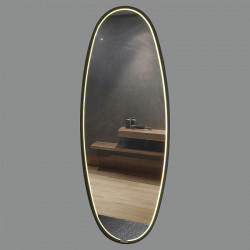 Espejo LED ovalado Onix con marco de ACB sobre fondo gris | Aiure