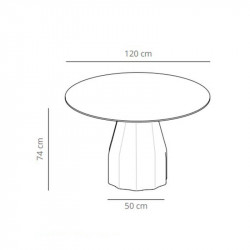 Mesa exterior de diseño circular Burin de Viccarbe ficha técnica | Aiure