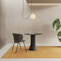 Table d'extérieur circulaire design Cambio de Viccarbe - petite taille couleur noire dans une salle à manger| Aiure