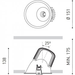 Dimensions du downlight LED Lex Eco Asymmetric 21,5W Tunable White d'Arkoslight | Aiure