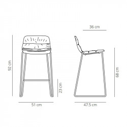 Tabouret d'extérieur rembourré Maarten de Viccarbe fiche technique| Aiure