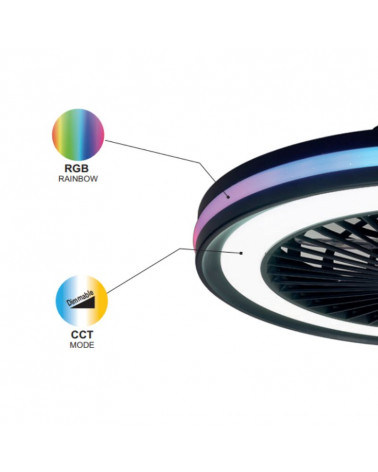 Ventilateur de plafond avec pales cachées RGB vue agrandie | Aiure