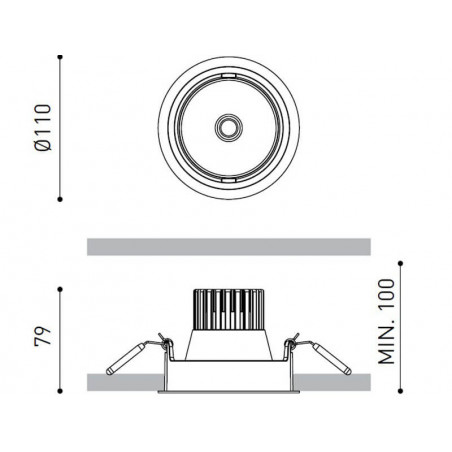 Dimensions du spot encastrable à LED Wellit M d'Arkoslight | Aiure