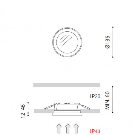 Dimensions de l'Arkoslight Stram Mini IP43 Downlight | Aiure