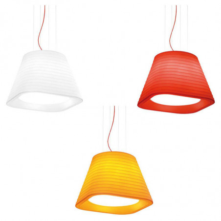3 lampes suspendues Brigit en blanc, rouge et orange. Arkoslight | Aiure