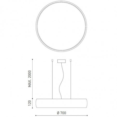 Dimensions de la lampe à suspension LED Drum 70 Suspension d'Arkoslight | Aiure