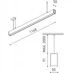 Dimensions de la lampe à suspension LED Fifty Suspension 20,4W d'Arkoslight | Aiure