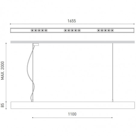 Dimensions de la lampe Black Foster Suspension 1600 d'Arkoslight | Aiure