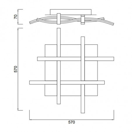 Dimensions du plafonnier Nur Forja XL 34W de Mantra | Aiure