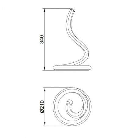 Dimensions de la lampe de table Nur Line 12W de Mantra | AiureDeco