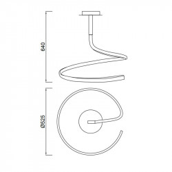 Dimensions du plafonnier Nur Silver 30W de Mantra | Aiure