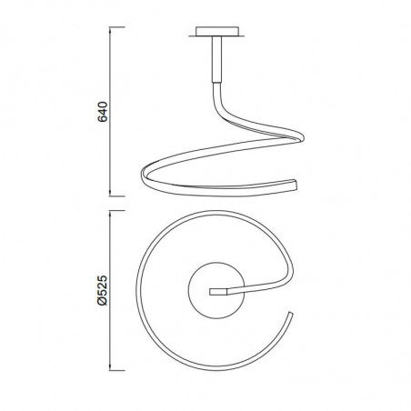 Dimensions du plafonnier Nur Silver 30W de Mantra | Aiure