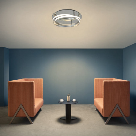 Plafonnier LED argenté Infinity de Mantra dans un salon | Aiure