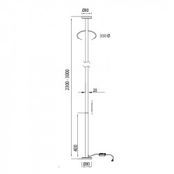 Mesures du lampadaire dimmable suspendu Vertical de Mantra | Aiure