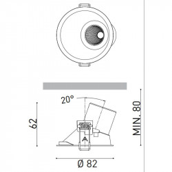 Dimensions du downlight LED Shot Light M Asymmetric | Aiure