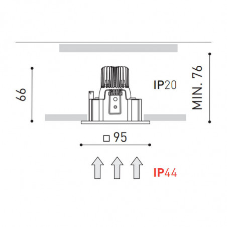 Dimensions du downlight LED Win IP44 de Arkoslight | Aiure