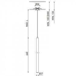 Mesures du plafonnier Stick 66 par Arkoslight | Aiure