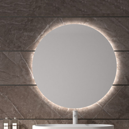 Miroir rond rétro-éclairé à LED Tenerife de Eurobath dans une salle de bain | Aiure